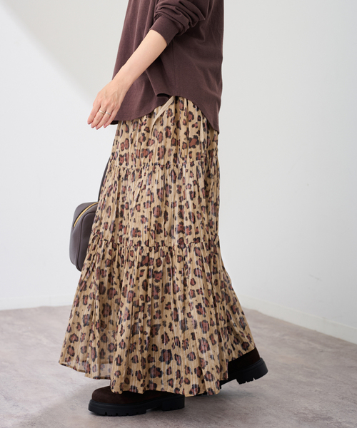 FRAMeWORK（フレームワーク）の「enrica/エンリカ コットンシルク レオパード ティアードスカート（スカート・レディース・キャメル・FREE）」の7枚目の写真