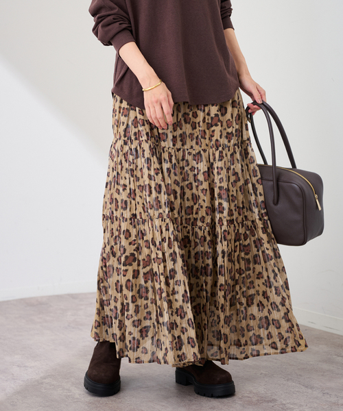 FRAMeWORK（フレームワーク）の「enrica/エンリカ コットンシルク レオパード ティアードスカート（スカート・レディース・キャメル・FREE）」の8枚目の写真