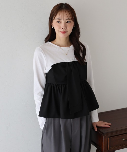 BLUEEAST(ブルーイースト)の「リボンビスチェドッキングTシャツ(Tシャツ/カットソー・レディース・ブラック/ブラウン・MEDIUM)」の22枚目の写真