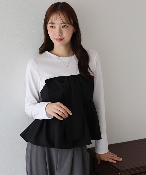 BLUEEAST(ブルーイースト)の「リボンビスチェドッキングTシャツ(Tシャツ/カットソー・レディース・ブラック/ブラウン・MEDIUM)」の19枚目の写真