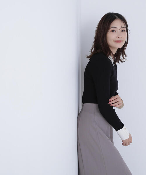 NATURAL BEAUTY BASIC(ナチュラルビューティーベーシック)の「◇【CLASSY.掲載】襟付ベーシックリブニット(ニット/セーター・レディース・ベージュ系その他/ブラック系その他/グレー系その他・FREE)」の8枚目の写真