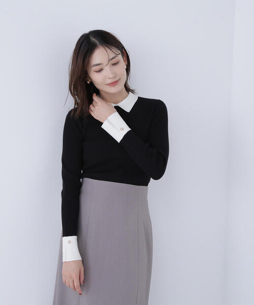 NATURAL BEAUTY BASIC(ナチュラルビューティーベーシック)の「◇【CLASSY.掲載】襟付ベーシックリブニット(ニット/セーター・レディース・ベージュ系その他/ブラック系その他/グレー系その他・FREE)」の10枚目の写真