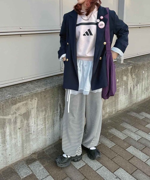 Flugge(フラッジー)の「もちもち2wayボーダーパンツ(その他パンツ・レディース・グレー/ブラック・FREE)」の5枚目の写真