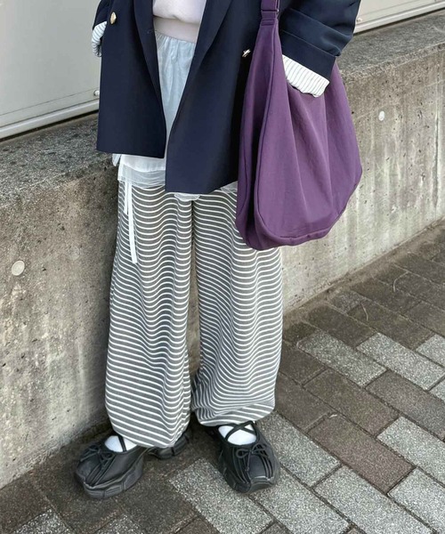 Flugge(フラッジー)の「もちもち2wayボーダーパンツ(その他パンツ・レディース・グレー/ブラック・FREE)」の6枚目の写真