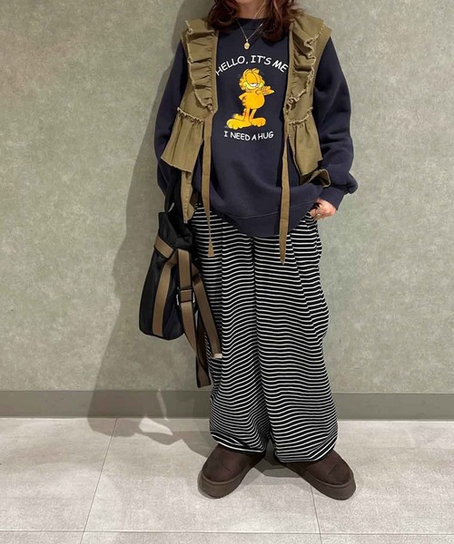 Flugge(フラッジー)の「もちもち2wayボーダーパンツ(その他パンツ・レディース・グレー/ブラック・FREE)」の12枚目の写真