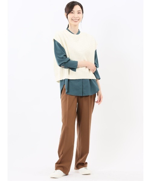 m.f.editorial（エムエフエディトリアル）の「【ウォッシャブル】 地柄 バックスリット ニットベスト（ニット/セーター・レディース・アイボリー/グレー・MEDIUM）」の8枚目の写真