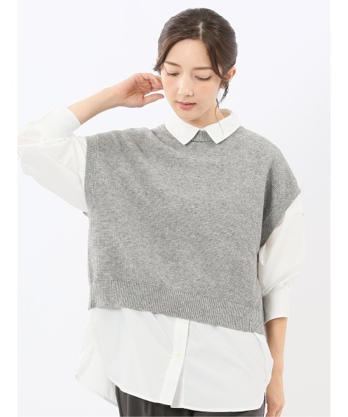 m.f.editorial（エムエフエディトリアル）の「【ウォッシャブル】 地柄 バックスリット ニットベスト（ニット/セーター・レディース・アイボリー/グレー・MEDIUM）」の13枚目の写真