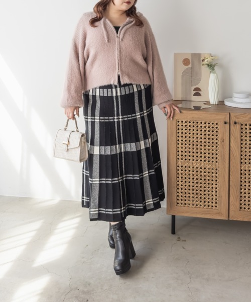 CLETTE（クレット）の「CLETTEオリジナルシャギーニットダブルジップパーカー（パーカー・レディース・ライトグレー/ピンク/ブラウン/チャコールグレー・LL/3L/4L）」の6枚目の写真