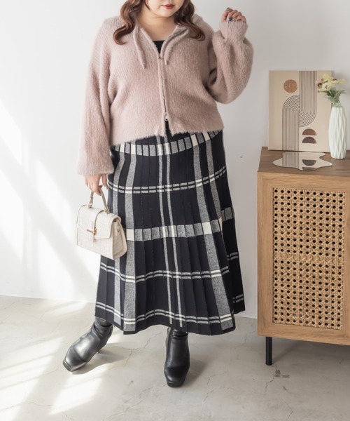 CLETTE（クレット）の「CLETTEオリジナルシャギーニットダブルジップパーカー（パーカー・レディース・ライトグレー/ピンク/ブラウン/チャコールグレー・LL/3L/4L）」の7枚目の写真