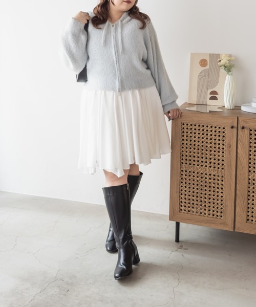 CLETTE（クレット）の「CLETTEオリジナルシャギーニットダブルジップパーカー（パーカー・レディース・ライトグレー/ピンク/ブラウン/チャコールグレー・LL/3L/4L）」の11枚目の写真