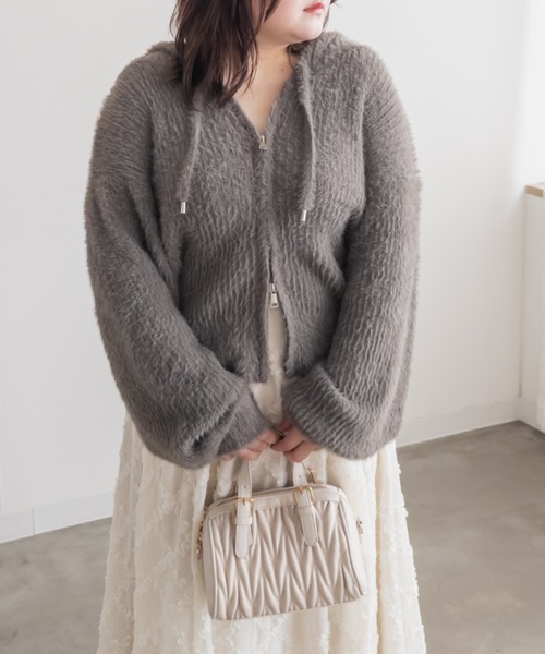 CLETTE（クレット）の「CLETTEオリジナルシャギーニットダブルジップパーカー（パーカー・レディース・ライトグレー/ピンク/ブラウン/チャコールグレー・LL/3L/4L）」の22枚目の写真
