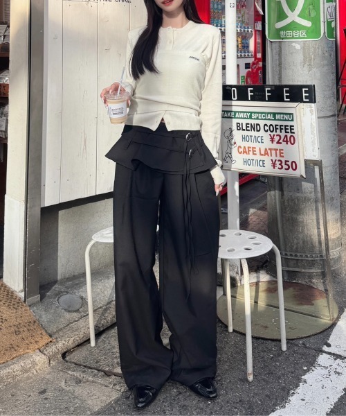 nemne store(ネンネストア)の「ウェストフリルスラックス(スラックス・レディース・ブラック/グレー・SMALL/MEDIUM)」の2枚目の写真