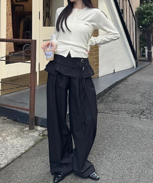 nemne store(ネンネストア)の「ウェストフリルスラックス(スラックス・レディース・ブラック/グレー・SMALL/MEDIUM)」の7枚目の写真