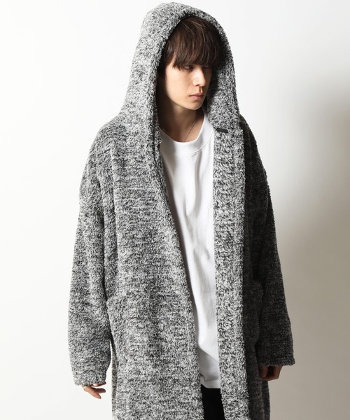 セール】外もOK 着る毛布 両面シャギー フード ロングカーディガン