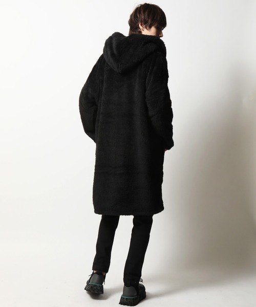 ARCADE（アーケード）の「外もOK 着る毛布 両面シャギー フード ロングカーディガン LOCK HEAVEN（ガウン/バスローブ・メンズ・ホワイト/ベージュ/ネイビー/ブラック/ミックスグレー/スモーキーグリーン系/ブルー・M/L/LL）」の9枚目の写真