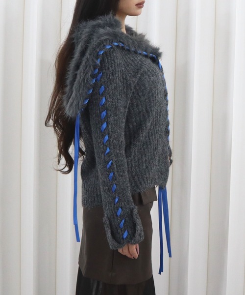 CECIL McBEE(セシルマクビー)の「ファー付きニットカーディガン(ニット/セーター・レディース・アイボリー/グレー/ベージュ・FREE)」の17枚目の写真