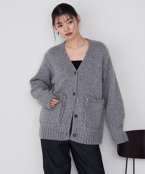 新品同様 45R 小紋スルジャのプリントカーディガン 綿 クルーネック グレー3 45R】ニット｜1977年創業、日本の服。丈夫で長持ち、気持ちの良い服