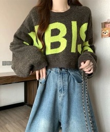 ビッグロゴオーバーニットプルオーバー／ルーズフィットセーター