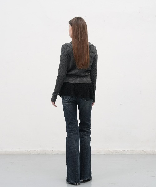 GENERAL IDEA（ジェネラルアイデア）の「woman signature super fine wool cable cardigan ウールブレンドケーブル編みカーディガン（カーディガン/ボレロ・レディース・チャコール/カーキ・L/M/S/XS）」の10枚目の写真