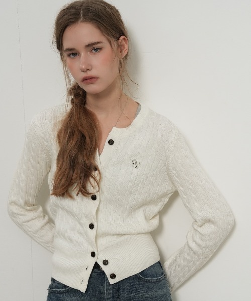 【GENERAL IDEA】ウールブレンドケーブル編みカーディガン / WOMAN SIGNATURE SUPER FINE WOOL CABLE CARDIGAN(カーディガン/ボレロ)|GENERAL IDEA(ジェネラルアイデア)