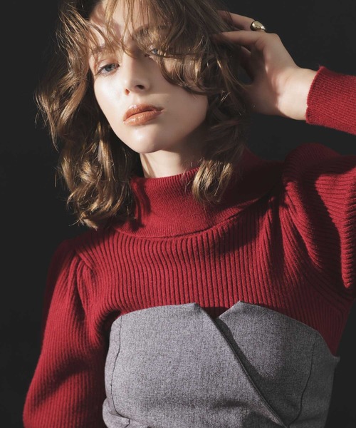 NOELA（ノエラ）の「タートルネックリブニット（ニット/セーター・レディース・ブラック/サックスブルー/レッド/ベージュ・フリー）」の4枚目の写真