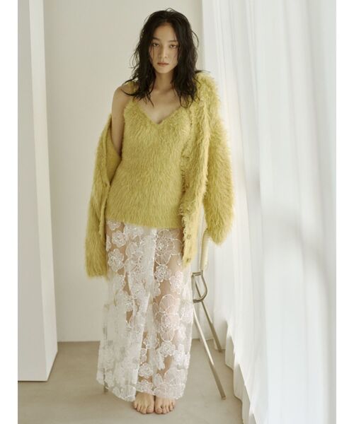 Ungrid（アングリッド）の「レースデザインスリットスカート（スカート・レディース・ブラック/オフホワイト・FREE）」の2枚目の写真