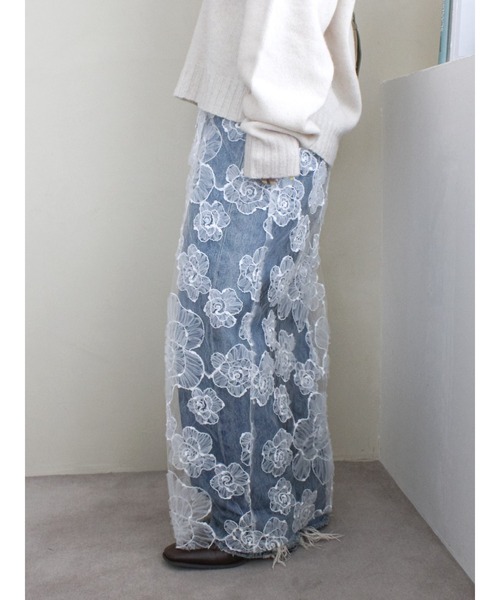 Ungrid（アングリッド）の「レースデザインスリットスカート（スカート・レディース・ブラック/オフホワイト・FREE）」の18枚目の写真