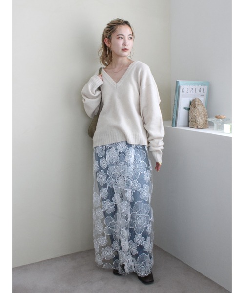 Ungrid（アングリッド）の「レースデザインスリットスカート（スカート・レディース・ブラック/オフホワイト・FREE）」の20枚目の写真