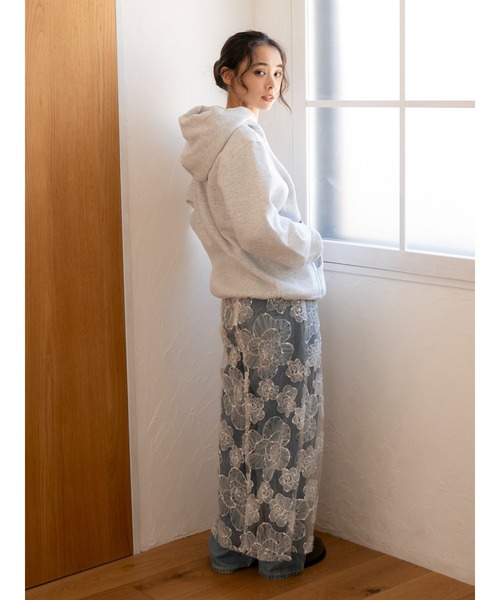 Ungrid（アングリッド）の「レースデザインスリットスカート（スカート・レディース・ブラック/オフホワイト・FREE）」の3枚目の写真