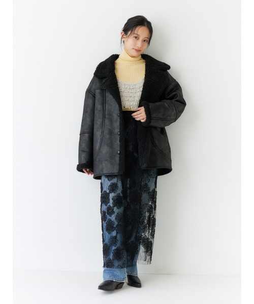 Ungrid（アングリッド）の「レースデザインスリットスカート（スカート・レディース・ブラック/オフホワイト・FREE）」の9枚目の写真