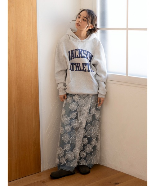 Ungrid（アングリッド）の「レースデザインスリットスカート（スカート・レディース・ブラック/オフホワイト・FREE）」の4枚目の写真