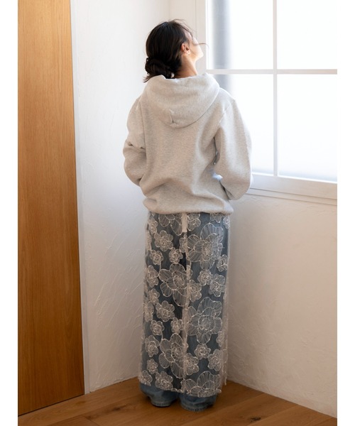 Ungrid（アングリッド）の「レースデザインスリットスカート（スカート・レディース・ブラック/オフホワイト・FREE）」の5枚目の写真