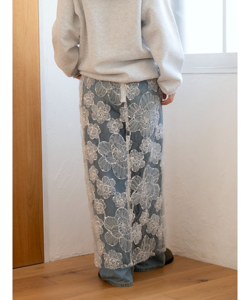 Ungrid（アングリッド）の「レースデザインスリットスカート（スカート・レディース・ブラック/オフホワイト・FREE）」の8枚目の写真