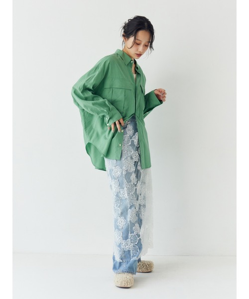 Ungrid（アングリッド）の「レースデザインスリットスカート（スカート・レディース・ブラック/オフホワイト・FREE）」の15枚目の写真