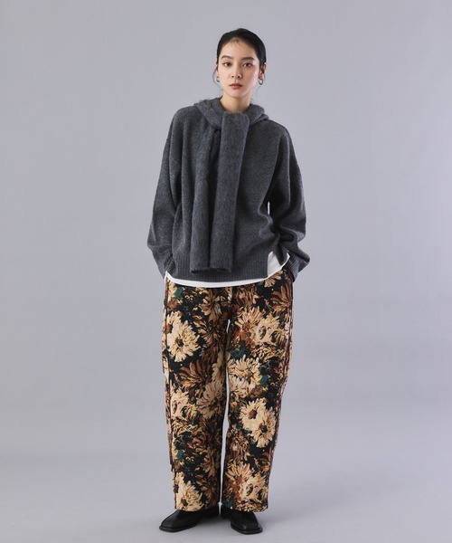 Muscat（マスカット）の「フラワージャガードワイドパンツ（その他パンツ・レディース・ブラック×ホワイト/ブラック・F）」の9枚目の写真
