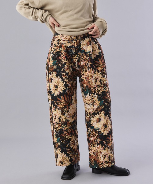 Muscat（マスカット）の「フラワージャガードワイドパンツ（その他パンツ・レディース・ブラック×ホワイト/ブラック・F）」の4枚目の写真