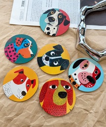 NOLITA LABORATORY（ノリータラボラトリー）の「【 NOLITA / ノリータ 】 犬 イラスト 木製コースター 6枚セット 北欧風 おしゃれ カラフル プレゼント ギフト対応（ランチョンマット/テーブルウェア）」