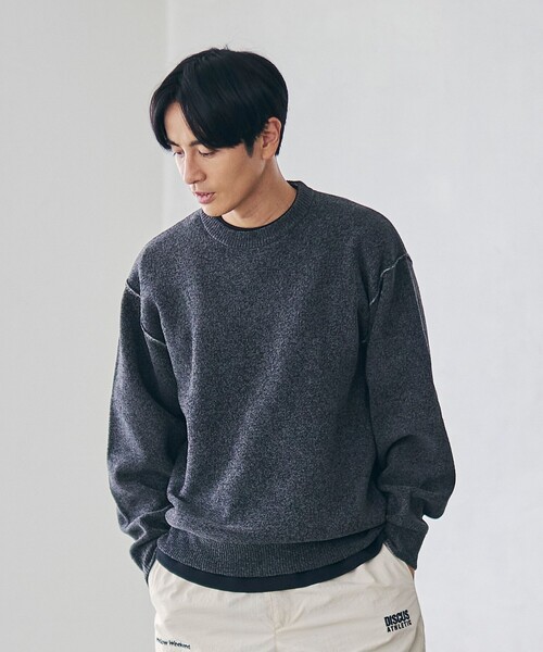 coen（コーエン）の「リバーシブルソフトタッチモールニットプルオーバー（ニット/セーター・メンズ・ダークグレー/イエロー/コバルトブルー/ダークブラウン/ナチュラル/ターコイズブルー・S/M/L/XL）」の7枚目の写真