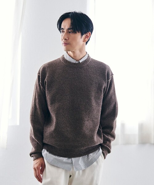 coen（コーエン）の「リバーシブルソフトタッチモールニットプルオーバー（ニット/セーター・メンズ・ダークグレー/イエロー/コバルトブルー/ダークブラウン/ナチュラル/ターコイズブルー・S/M/L/XL）」の17枚目の写真