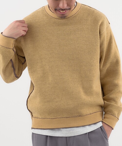 coen（コーエン）の「リバーシブルソフトタッチモールニットプルオーバー（ニット/セーター・メンズ・ダークグレー/イエロー/コバルトブルー/ダークブラウン/ナチュラル/ターコイズブルー・S/M/L/XL）」の18枚目の写真