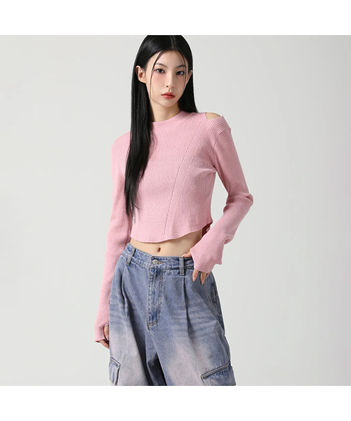 AVANDRESS(アバンドレス )の「Tati Hole Round Knit PINK(ニット/セーター・レディース・PINK・SMALL/MEDIUM)」の1枚目の写真