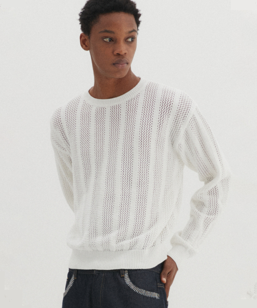 Mesh crop knit — короткий вязаный топ белый