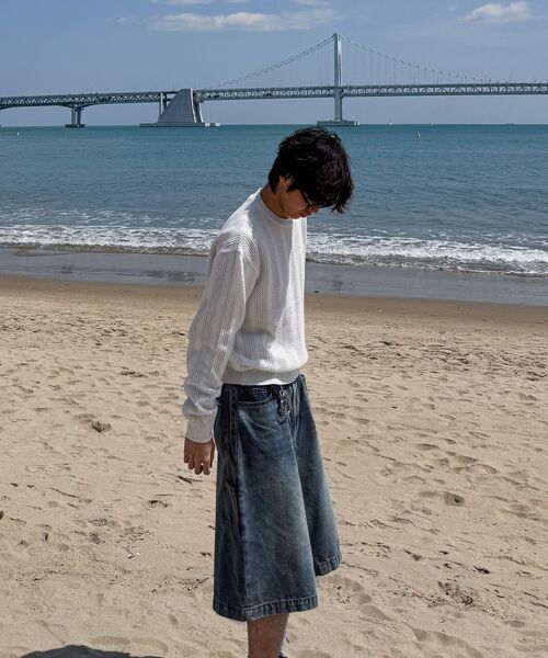 DNSR(ディーエヌエスアール)の「メッシュクロップニットホワイト(ニット/セーター・メンズ・その他・MEDIUM/LARGE/SMALL)」の3枚目の写真