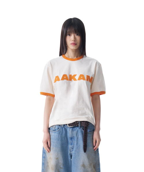 AAKAM（アーカム）の「Logo Patch Ringer Top (Ivory-Orange)（Tシャツ/カットソー・レディース・その他・2/1）」の5枚目の写真