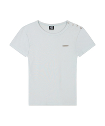 Side Button Fitted Half Top (Sky Blue)