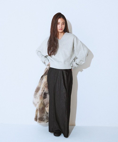 JEANASIS（ジーナシス）の「ヘビーウェイトウラケショートVプルオーバー/618564（スウェット・レディース・グレー/ブラック/ブラウン・FREE）」の14枚目の写真