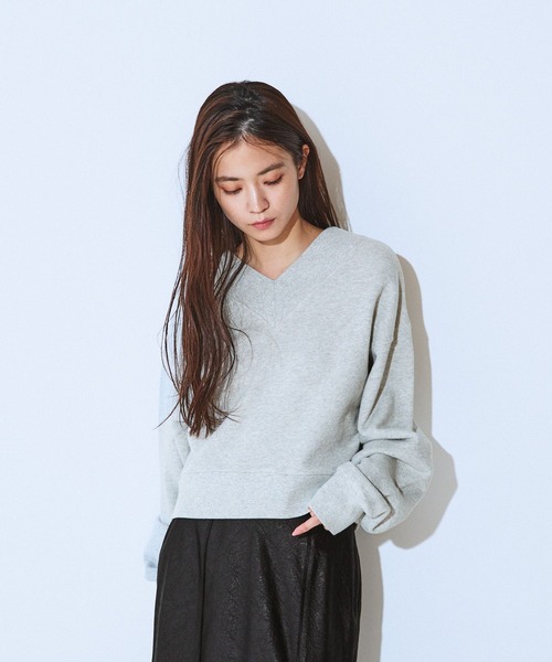 JEANASIS（ジーナシス）の「ヘビーウェイトウラケショートVプルオーバー/618564（スウェット・レディース・グレー/ブラック/ブラウン・FREE）」の16枚目の写真