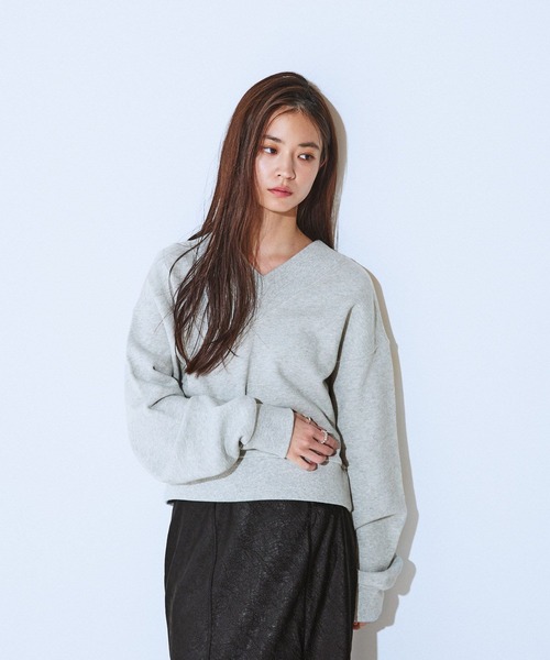 JEANASIS（ジーナシス）の「ヘビーウェイトウラケショートVプルオーバー/618564（スウェット・レディース・グレー/ブラック/ブラウン・FREE）」の17枚目の写真