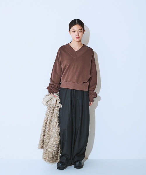 JEANASIS（ジーナシス）の「ヘビーウェイトウラケショートVプルオーバー/618564（スウェット・レディース・グレー/ブラック/ブラウン・FREE）」の18枚目の写真