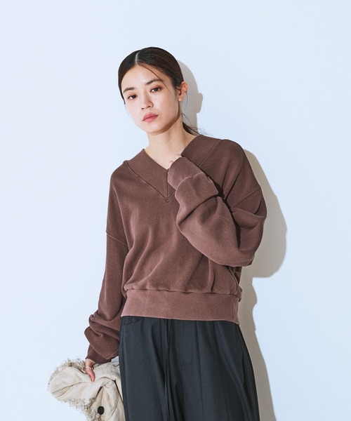 JEANASIS（ジーナシス）の「ヘビーウェイトウラケショートVプルオーバー/618564（スウェット・レディース・グレー/ブラック/ブラウン・FREE）」の20枚目の写真